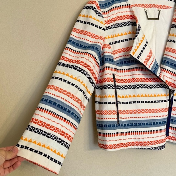 Trina Turk Jacket Blazer Size 8 Beatrix Tribal Embroidered Colorful Zip Up - Picture 5 of 16
